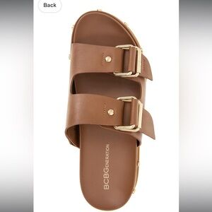 BCBGeneration Bamba Double Buckle Slide Sandals Brown Birkenstock Style 7.5 NWT